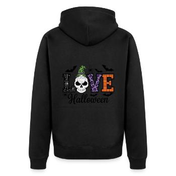 Halloween Love Lettering Gnome - Unisex Premium Organic Zip Hoodie - black - Back - Nico (187cm)