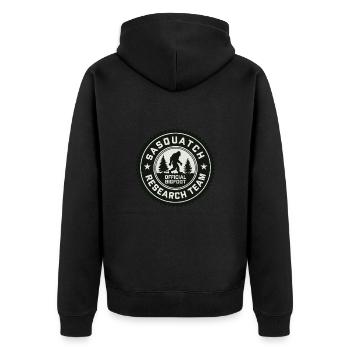 Official Bigfoot Sasquatch Research Team - Unisex Premium Bio Zip Hoodie - Schwarz - Hinten - Nico (187cm)