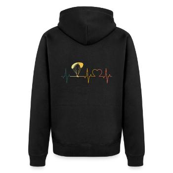 Retro Paraglider Heartbeat Paragliding - Unisex Premium Organic Zip Hoodie - black - Back - Nico (187cm)