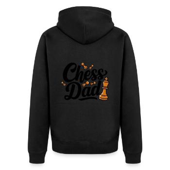 Chess Dad Schach Spruch Zitat - Unisex Premium Bio Zip Hoodie - Schwarz - Hinten - Nico (187cm)