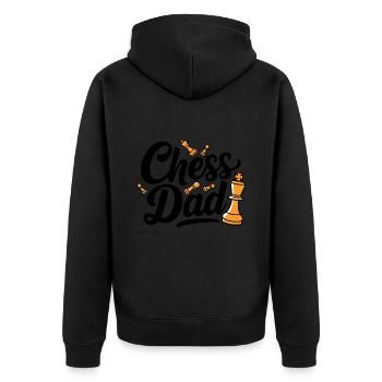 Chess Dad Schach Spruch Zitat - Unisex Premium Bio Zip Hoodie - Schwarz - Hinten - Nico (187cm)