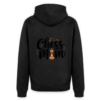 Chess Mom Schach Spruch Zitat - Unisex Premium Bio Zip Hoodie - Schwarz - Hinten - Nico (187cm)