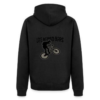 Amateurs de vélo La vie derrière les barreaux - Veste à capuche bio Premium Unisexe - noir - Dos - Nico (187cm)