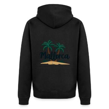 Mallorca Insel-Feeling – Urlaub Palmen Strand - Unisex Premium Bio Zip Hoodie - Schwarz - Hinten - Nico (187cm)