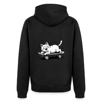 Skateur Skateur Chat Skateboard Patinage - Veste à capuche bio Premium Unisexe - noir - Dos - Nico (187cm)