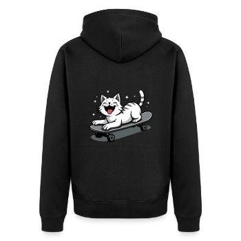 Skateboarder Skater Cat Skateboard Skating - Unisex Premium Organic Zip Hoodie - black - Back - Nico (187cm)