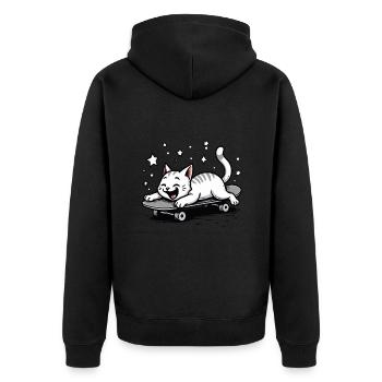 Skateur Skateur Chat Skateboard Patinage - Veste à capuche bio Premium Unisexe - noir - Dos - Nico (187cm)