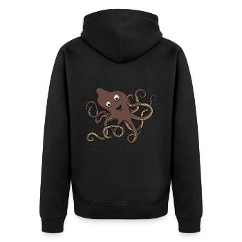 Brezelkraken - Unisex Premium Bio Zip Hoodie - Schwarz - Hinten - Nico (187cm)