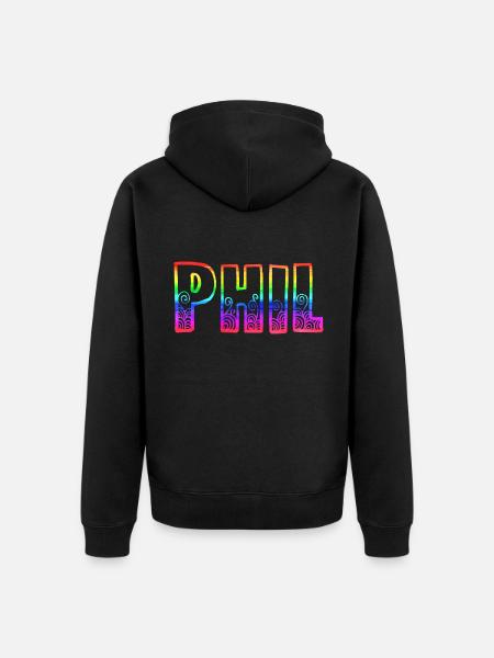 phil rs rainbow - Unisex Premium Organic Zip Hoodie - black