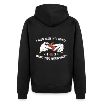 I Turn Yarn Into Things Knitting - Unisex Premium Organic Zip Hoodie - black - Back - Nico (187cm)
