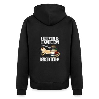 Bärtiger Drache - Unisex Premium Bio Zip Hoodie - Schwarz - Hinten - Nico (187cm)