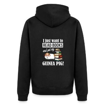 Meerschweinchen - Unisex Premium Bio Zip Hoodie - Schwarz - Hinten - Nico (187cm)