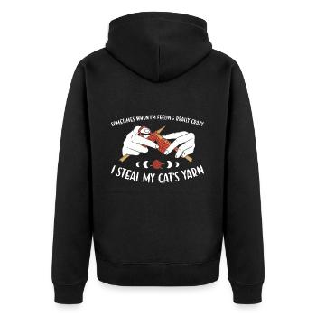 Sometimes I Steal My Cat's Yarn Knitting - Unisex Premium Organic Zip Hoodie - black - Back - Nico (187cm)