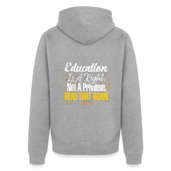 L’éducation est un droit, pas un privilège Lisez que Aga - Veste à capuche bio Premium Unisexe - gris chiné - Dos - Nico (187cm)