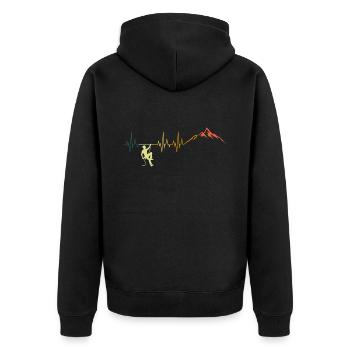 Retro Klettern Herzschlag Berge Kletterer EKG - Unisex Premium Bio Zip Hoodie - Schwarz - Hinten - Nico (187cm)