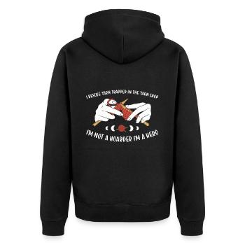 I Rescue Yarn Trapped In The Yarn Shop Knitting - Unisex Premium Organic Zip Hoodie - black - Back - Nico (187cm)