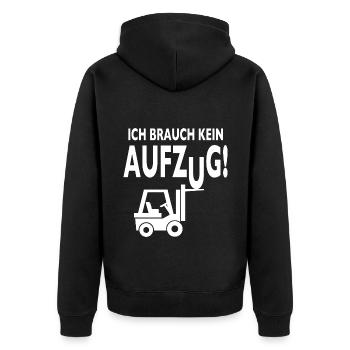 Staplerfahrer Lagerist Gabelstaplerfahrer Stapler - Unisex Premium Bio Zip Hoodie - Schwarz - Hinten - Nico (187cm)