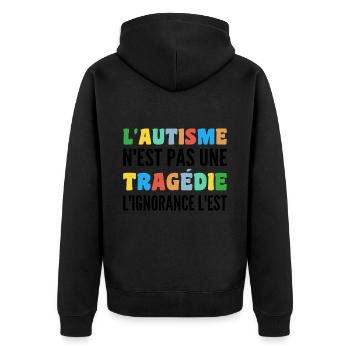 L'autisme N'est Pas Une Tragédie - Veste à capuche bio Premium Unisexe - noir - Dos - Nico (187cm)