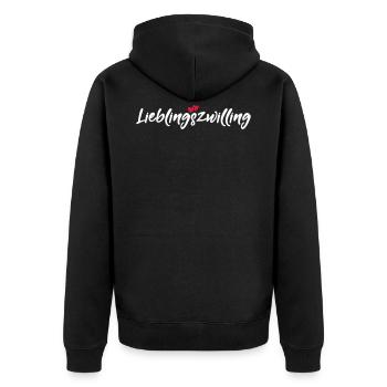 Lieblingszwilling bester Zwilling Sprüche Geschenk - Unisex Premium Bio Zip Hoodie - Schwarz - Hinten - Nico (187cm)