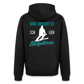 Mir reicht's! Ich geh' Skifahren - Unisex Premium Bio Zip Hoodie - Schwarz - Hinten - Nico (187cm)