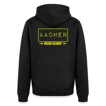 MEINE HEIMAT AACHEN - Unisex Premium Bio Zip Hoodie - Schwarz - Hinten - Nico (187cm)