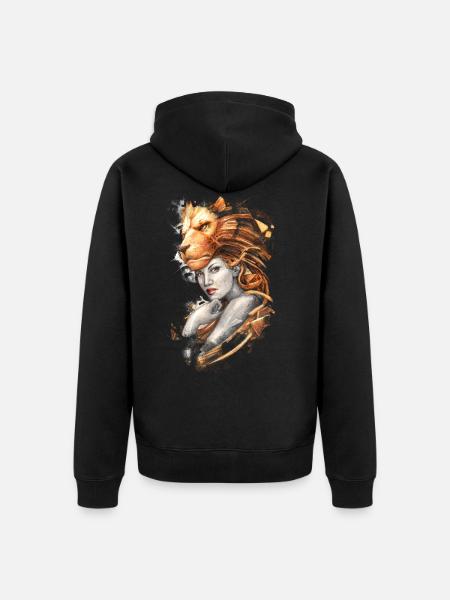 Löwe - Unisex Premium Bio Zip Hoodie - Schwarz