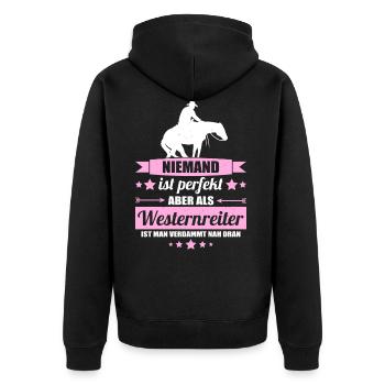 Westernreiter - Unisex Premium Bio Zip Hoodie - Schwarz - Hinten - Nico (187cm)