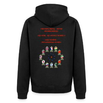 Bomben keine Atombomben - Unisex Premium Bio Zip Hoodie - Schwarz - Hinten - Nico (187cm)