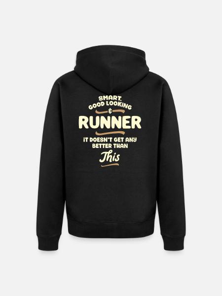 Smart, handsome and runner ... - Unisex Premium Organic Zip Hoodie - black