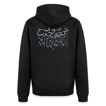 Donnerwetter - Rain - Cloud - Clouds - Gift - Unisex Premium Organic Zip Hoodie - black - Back - Nico (187cm)