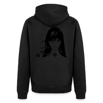 Mädchen Comic - Unisex Premium Bio Zip Hoodie - Schwarz - Hinten - Nico (187cm)