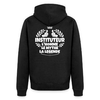 Instituteur l'homme le mythe la legende - Veste à capuche bio Premium Unisexe - noir - Dos - Nico (187cm)