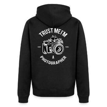 Trust me I'm a Photographer photography photographer - Unisex Premium Organic Zip Hoodie - black - Back - Nico (187cm)