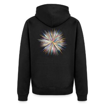 Farbexplosion Bunt Geschenk Geschenkidee - Unisex Premium Bio Zip Hoodie - Schwarz - Hinten - Nico (187cm)