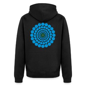 Kreise Muster Kunst abstrakt magisch Geschenk cool - Unisex Premium Bio Zip Hoodie - Schwarz - Hinten - Nico (187cm)