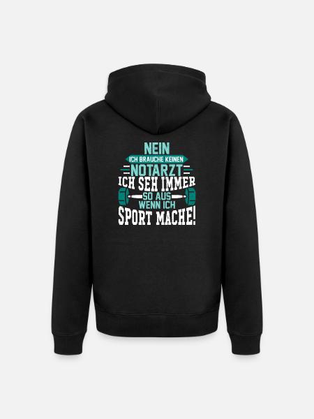 Ich seh immer so aus wenn ich Sport mache! Fitness - Unisex Premium Bio Zip Hoodie - Schwarz