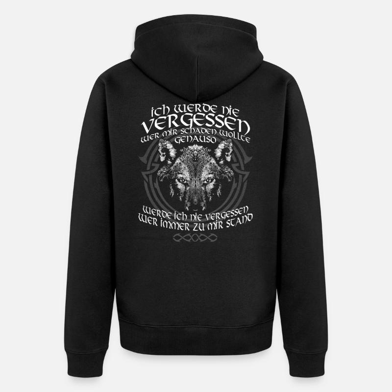 Wikinger Nicht vergessen - Unisex Premium Bio Zip Hoodie - Schwarz