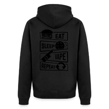Eat Sleep Vape Repeat - Vaping Vaper Subohm Liquid - Unisex Premium Bio Zip Hoodie - Schwarz - Hinten - Nico (187cm)