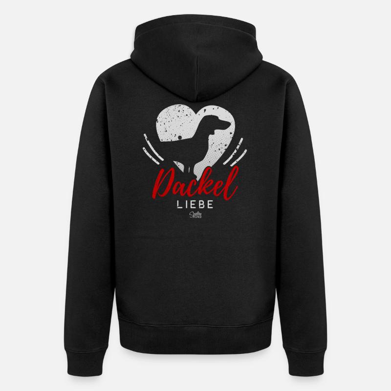 Dackel Liebe mit Herz - Unisex Premium Bio Zip Hoodie - Schwarz
