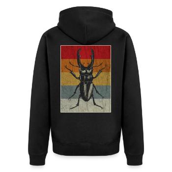 Insekt Kaefer Retro Geschenk Geschenkidee - Unisex Premium Bio Zip Hoodie - Schwarz - Hinten - Nico (187cm)