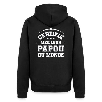 Fête Grand-Père - Certifié Meilleur Papou du Monde - Veste à capuche bio Premium Unisexe - noir - Dos - Nico (187cm)