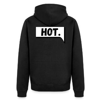 Comic Sprechblase Hot - Unisex Premium Bio Zip Hoodie - Schwarz - Hinten - Nico (187cm)