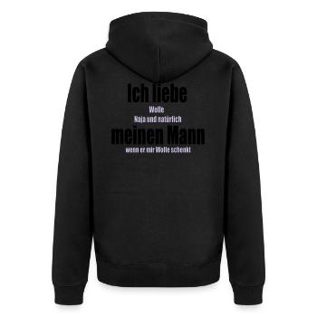 I love my husband wool knitting crochet sewing - Unisex Premium Organic Zip Hoodie - black - Back - Nico (187cm)