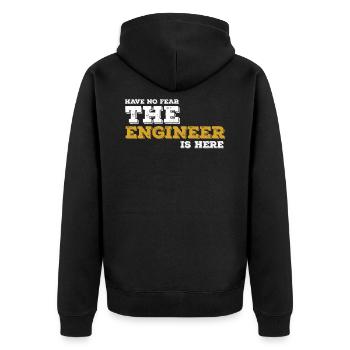 Ingenieur Engineer Techniker Geschenk Idee - Unisex Premium Bio Zip Hoodie - Schwarz - Hinten - Nico (187cm)