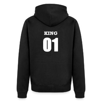 T-shirts partenaires King et Queen - King Shirt - Veste à capuche bio Premium Unisexe - noir - Dos - Nico (187cm)