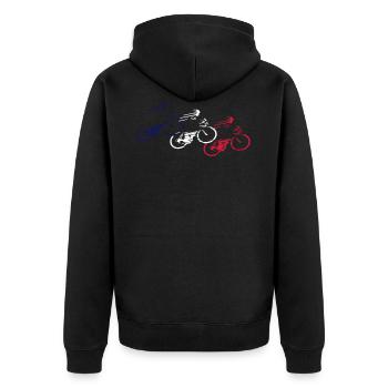 rennrad rennradfahrer frankreich - Unisex Premium Bio Zip Hoodie - Schwarz - Hinten - Nico (187cm)