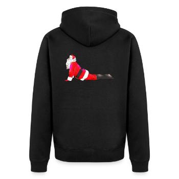 Weihnachtsmann Yoga lustig Weihnachtsgeschenk XMAS - Unisex Premium Bio Zip Hoodie - Schwarz - Hinten - Nico (187cm)