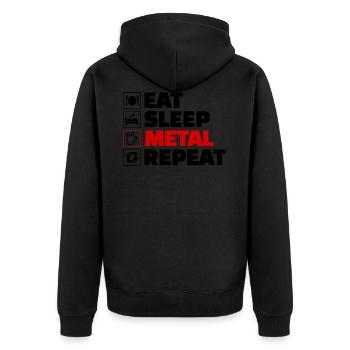 Eat Sleep Metal Repeat - Unisex Premium Organic Zip Hoodie - black - Back - Nico (187cm)