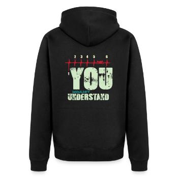 Motorrad Herzschlag - Unisex Premium Bio Zip Hoodie - Schwarz - Hinten - Nico (187cm)
