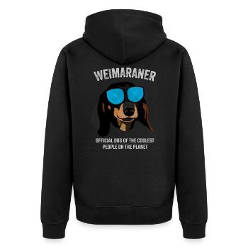 Weimaraner offizieller Hund der kühlsten Leute - Unisex Premium Bio Zip Hoodie - Schwarz - Hinten - Nico (187cm)